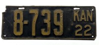 1922 Kansas License Plate