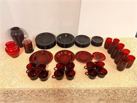 Beautiful Arcoroc Red Dish Set 72 piece set
