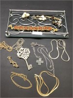 Estate jewelry lot large key necklace earrings etc