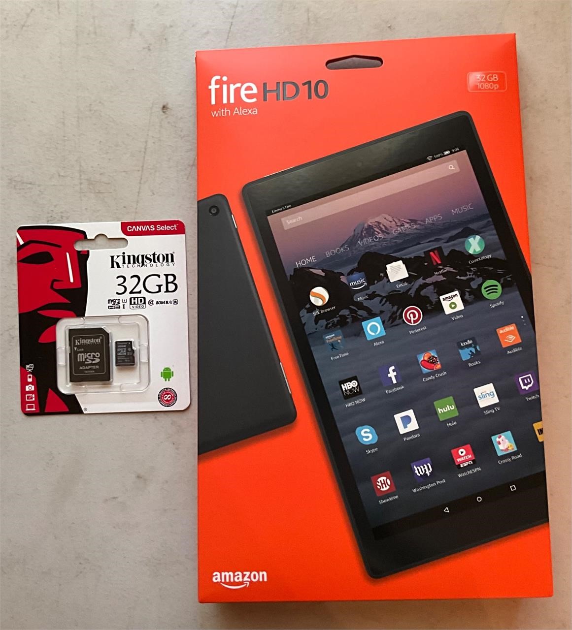 New Amazon Fire HD10 w/ Alexa & Memory Card