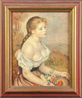Vintage Auguste Renoir Embellished Print Young Gir