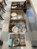 Glassware, Dishes & Household Items - 4 Boxes