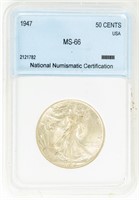 Coin 1947(P) Walking Liberty Half $-NNC-MS66