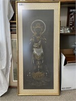Asian Framed Painting W/ Bamboo Styled Frame