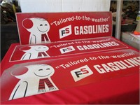 3- 1970'S FS CARD BOARD GASOLINE SIGNS 12 X 42