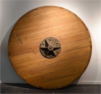 LARGE WOODEN COG WHEEL TABLE TOP
