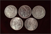 5pcs Morgan Silver Dollar Lot (2) 1904, (1) 1896,