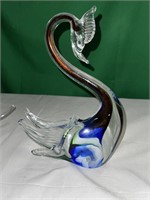 Murano Vintage Glass Swirl Glass Swan Sculpture