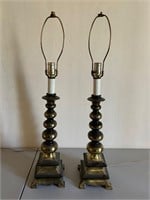 Pair of Brass Tone Table Lamps