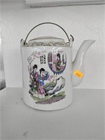 Vtg S.P ceramic Thailand teapot with metal