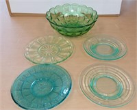 Vintage Green Glass Lot