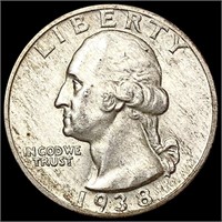 1938-S Washington Silver Quarter CHOICE AU