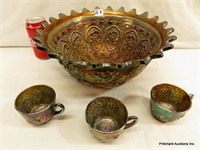 Carnival Glass Persian Medallion Punch Bowl etc.