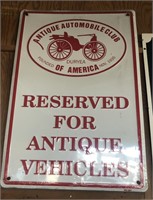 Antique automobile club metal sign