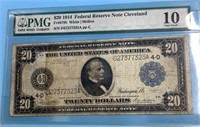 $20 1914 Fed Reserve note, PMG graded #10