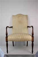 VINTAGE UPHOLSTERED INLAYED WINGBACK CHAIR