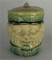 MAJOLICA GLAZE CHARACTER TOBACCO HUMIDOR