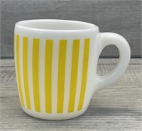 HAZEL ATLAS COFFEE CUP MILK GLASS YELLOW STRIPES