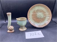 Frankoma Plate, Mug and Vase