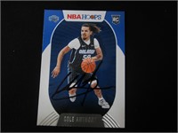 Cole Anthony signed RC basketball card COA