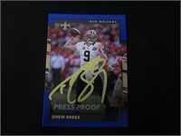 Drew Brees signed football card COA