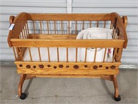 Wooden Amish Handmade Baby Cradle