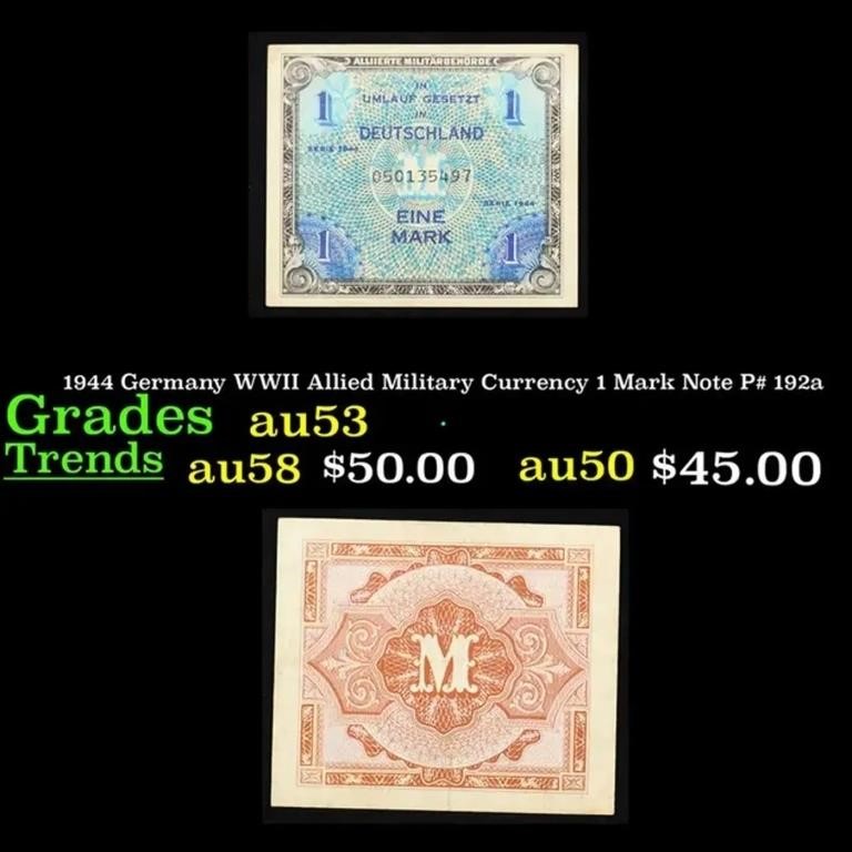 1944 Germany WWII Allied Military Currency 1 Mark