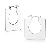 Brass Square With Open Round Earrings
