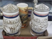 3 Ceramic Steins, 2 Avon