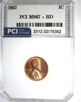 1957 Cent MS67+ RD LISTS $19500