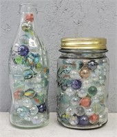 (2) Glass Jars of Marbles