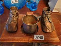 Copper Baby Shoes and Little Bo Peep Cup