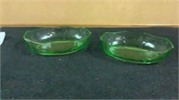 2 Vintage Uranium Glass Bowl Dish