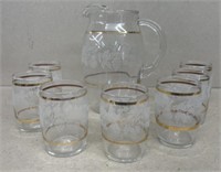 Mid century pitcher and glasses