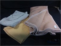 Two 100% wool blankets & one cotton knit blanket
