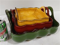 Set of Serving Bowls, Green, Red, Yellow