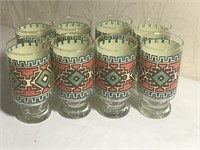 Lot of 8 Navajo Patterned Drinking Glasses