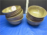 QTY POTTERY BOWLS - SIGNED