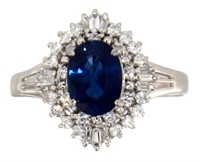 Platinum 1.54 ct Natural Sapphire & Diamond Ring