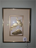 2 Pc. Small Framed Art Cranes & Bamboo Gold Tone
