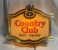 Vtg Country Club Malt Liquor xXx Lighted Sign