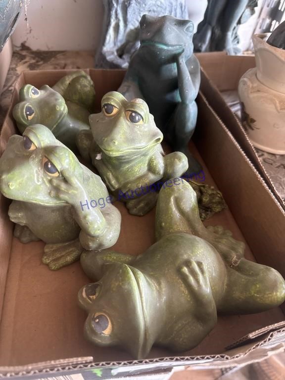 5 FROGS, CERAMIC, IN GARAGE