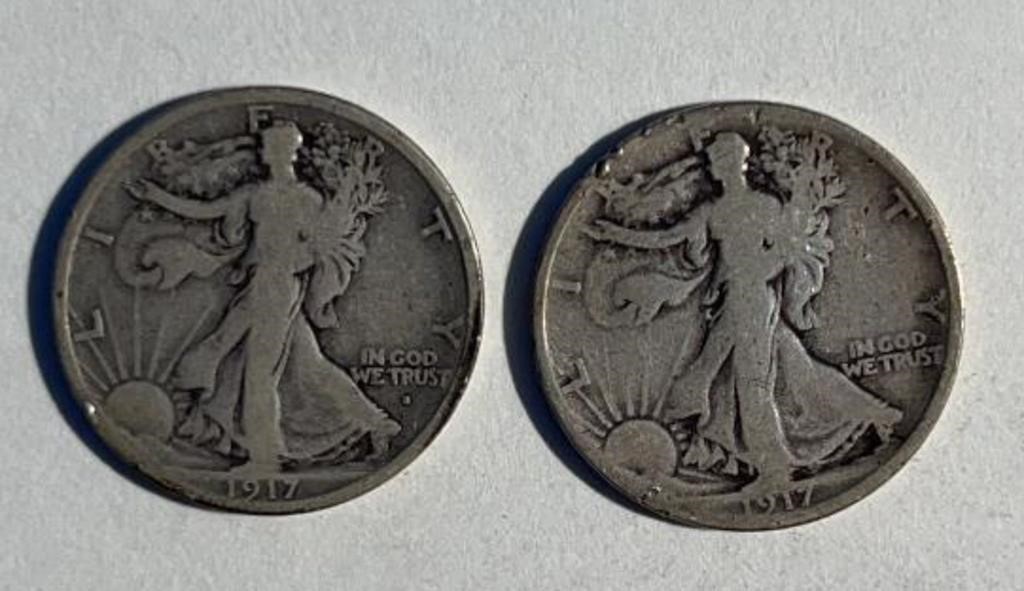 1917S OBV & REV Walking Liberty Half Dollars