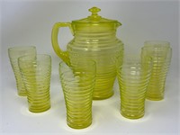 Uranium Glass Pitcher & Glasses Set