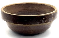 Antique Brown Salt Glaze Stoneware Rimmed Bowl