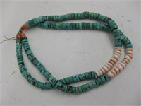 Vtg Turquoise, Coral & Shell Heishi Jacula