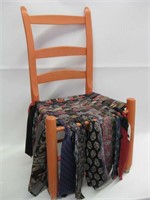 Antique Painted Wood Chair w/ Woven Neck Tie Seat