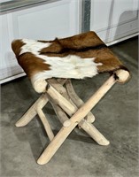 NEW BEAUTIFUL REAL COWHIDE FOLDING STOOL CHAIR