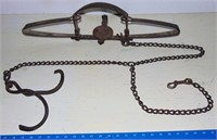 ANTIQUE NEWHOUSE WOLF TRAP & DRAG CHAIN No. 4 1/2