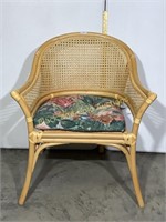 Bamboo rattan chair with padded seat